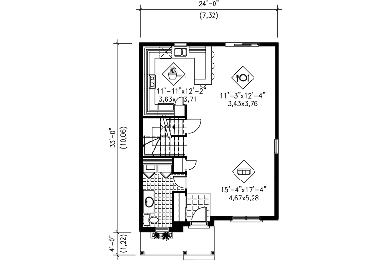 Dream House Plan - Floor Plan - Main Floor for European House Plan #25-291 - 3 bed, 1.5 bath