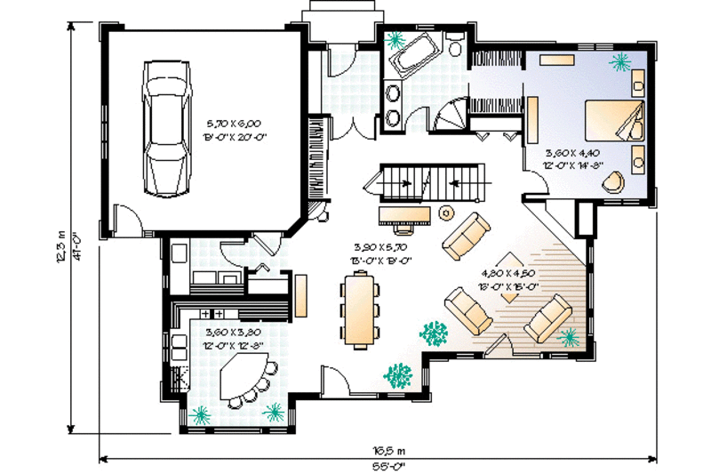 Architectural House Design - Floor Plan - Main Floor for Traditional House Plan #23-254 - 4 bed, 2 bath