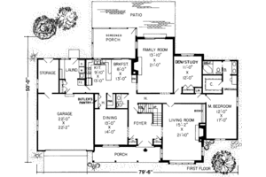 Floor Plan - Main Floor for Traditional House Plan #312-227 - 3 bed, 2.5 bath
