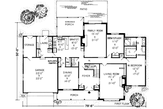 Floor Plan - Main Floor for Traditional House Plan #312-227 - 3 bed, 2.5 bath