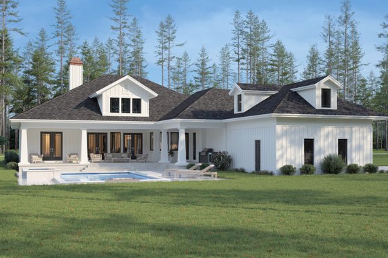 Exterior - Rear Elevation for Farmhouse House Plan #930-540 - 3 bed, 4 bath