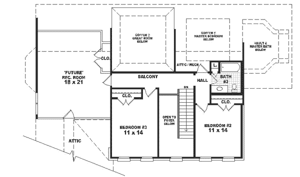 Traditional Floor Plan - Upper Floor Plan #81-338