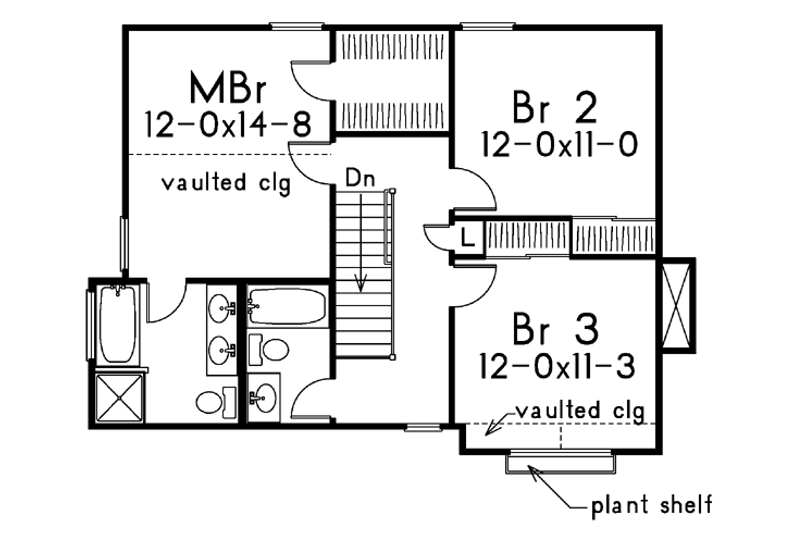Home Plan - Floor Plan - Upper Floor for Traditional House Plan #57-177 - 3 bed, 2.5 bath