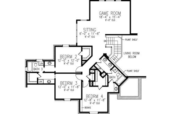 Floor Plan - Upper Floor for European House Plan #410-231 - 4 bed, 3.5 bath