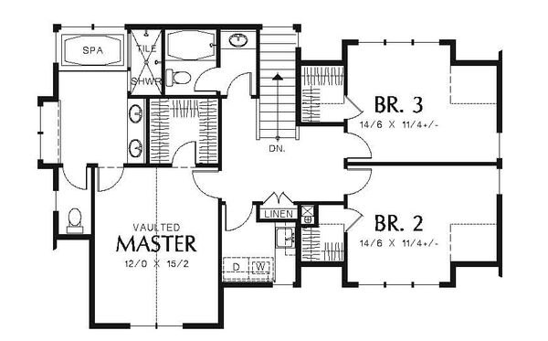 Architectural House Design - European Floor Plan - Upper Floor Plan #48-557