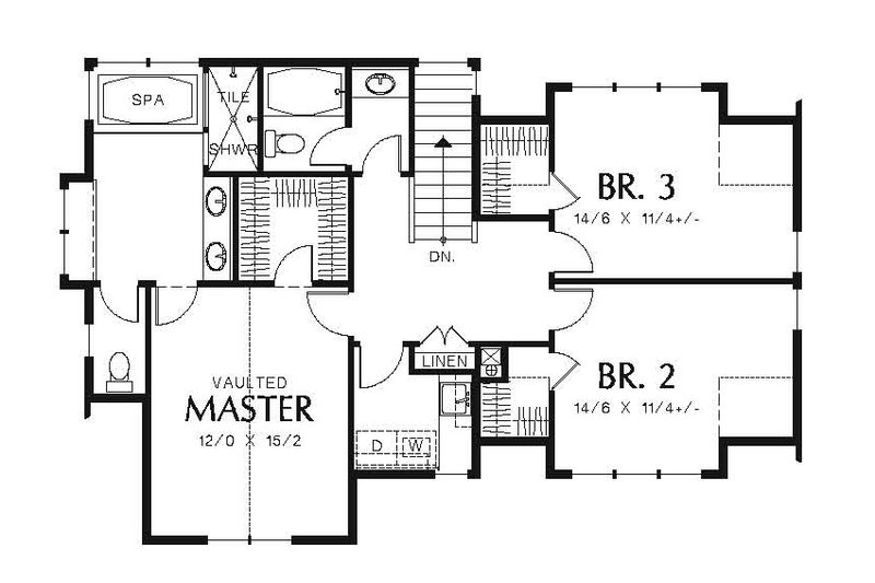 Architectural House Design - Floor Plan - Upper Floor for European House Plan #48-557 - 3 bed, 2.5 bath