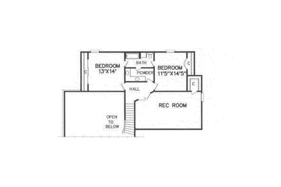 Floor Plan - Upper Floor for Traditional House Plan #65-102 - 3 bed, 3 bath