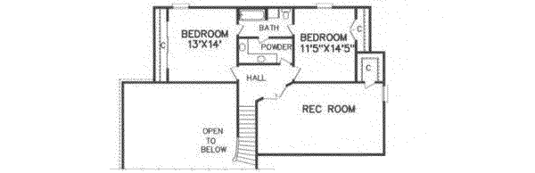 Traditional Floor Plan - Upper Floor Plan #65-102
