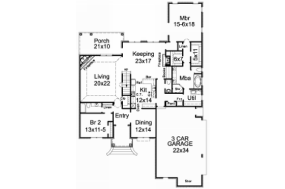 Floor Plan - Main Floor for European House Plan #15-260 - 4 bed, 3.5 bath