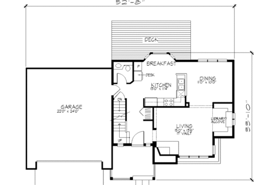 Floor Plan - Main Floor for Craftsman House Plan #320-345 - 3 bed, 2.5 bath