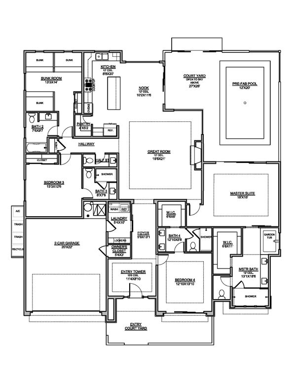 House Plan Design - Adobe / Southwestern Floor Plan - Main Floor Plan #1073-25