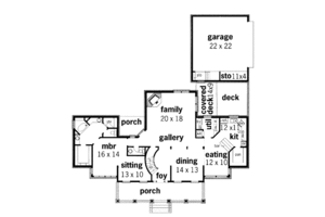 Floor Plan - Main Floor for Southern House Plan #45-144 - 3 bed, 2.5 bath