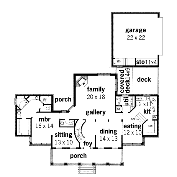 Southern Floor Plan - Main Floor Plan #45-144