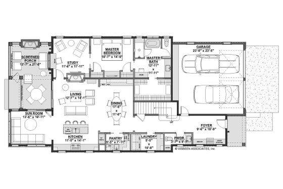 Floor Plan - Main Floor for Farmhouse House Plan #928-344 - 3 bed, 2.5 bath