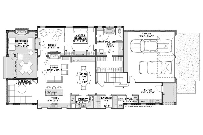 Architectural House Design - Floor Plan - Main Floor for Farmhouse House Plan #928-344 - 3 bed, 2.5 bath