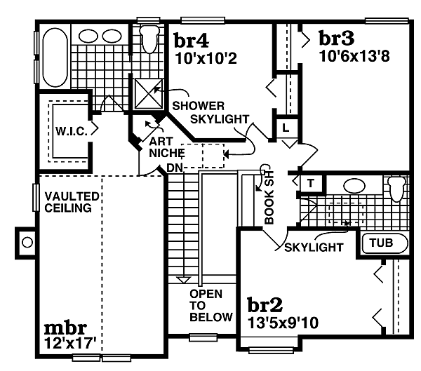 Traditional Floor Plan - Upper Floor Plan #47-387