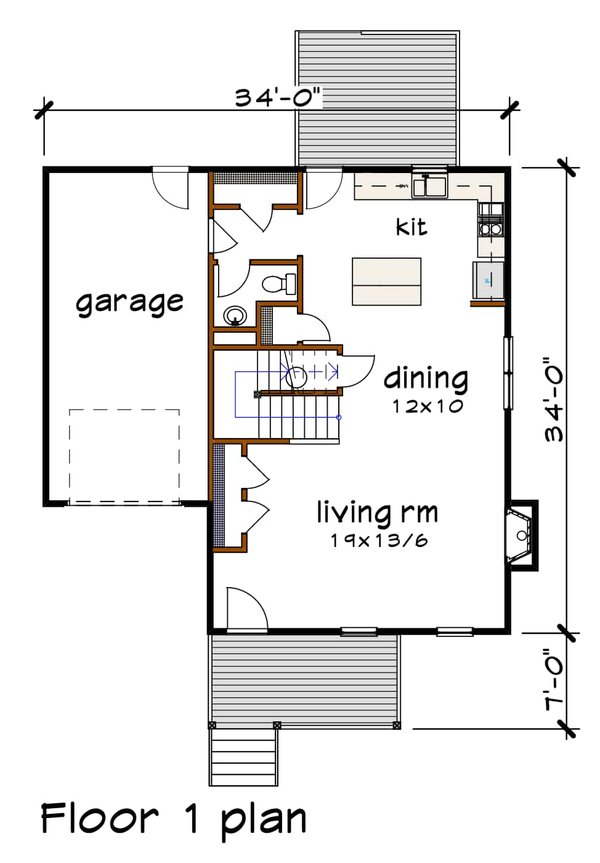 House Blueprint - Floor Plan - Main Floor for Modern House Plan #79-367 - 3 bed, 2.5 bath