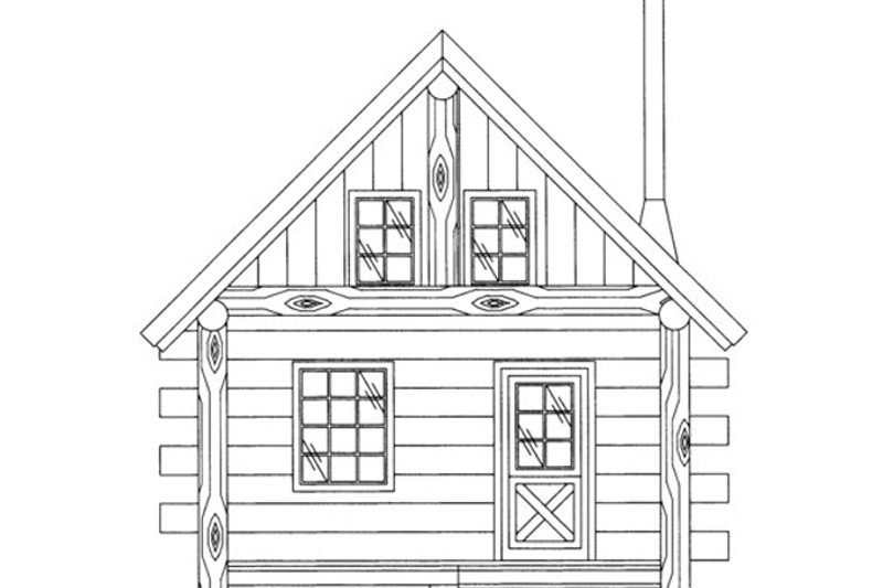 Dream House Plan - Exterior - Front Elevation 3 for Log House Plan #117-828, 1 bath