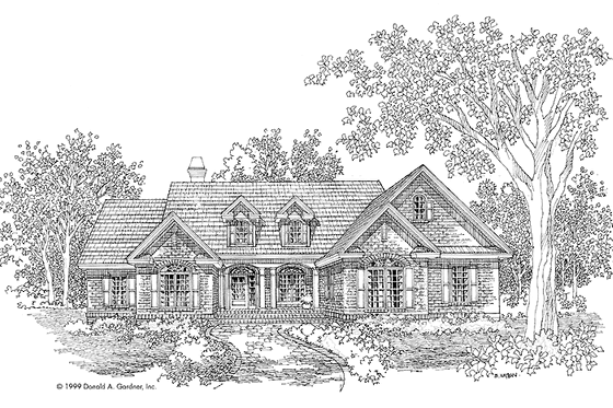 Exterior - Front Elevation 3 for Country House Plan #929-477 - 4 bed, 2.5 bath