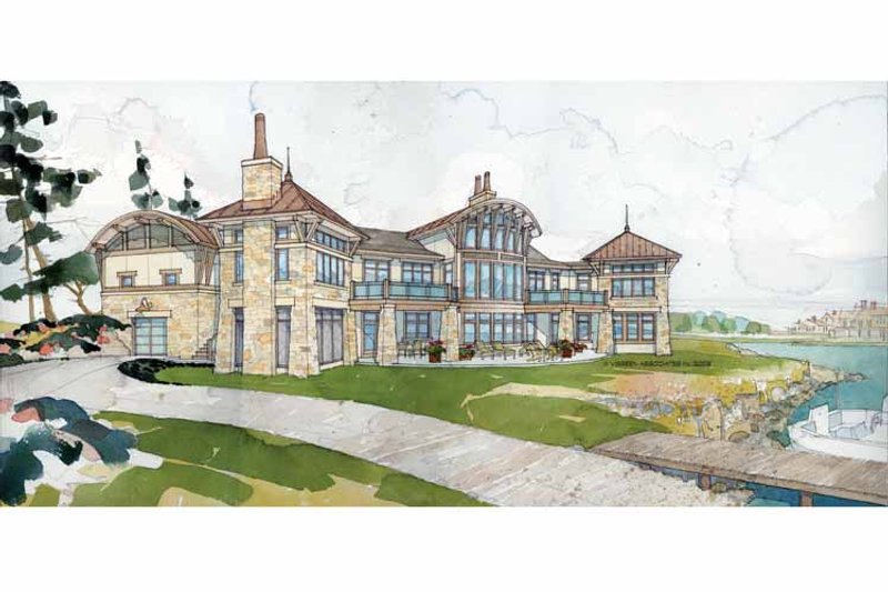 Dream House Plan - Exterior - Rear Elevation 1 for Contemporary House Plan #928-67 - 4 bed, 4 bath