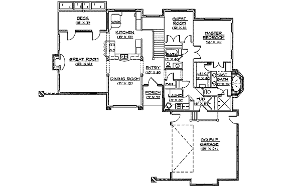 Floor Plan - Main Floor for European House Plan #5-135 - 4 bed, 3.5 bath
