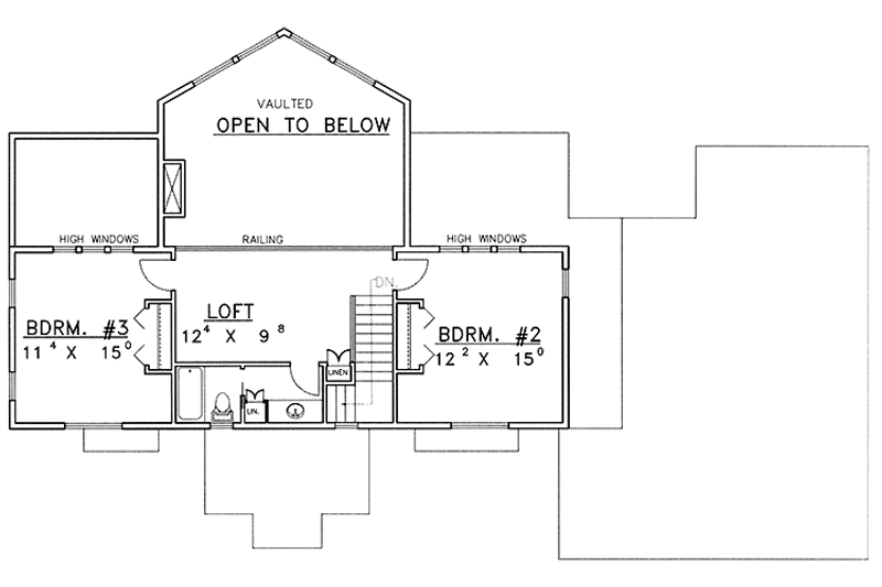 House Blueprint - Floor Plan - Upper Floor for European House Plan #117-817 - 3 bed, 2.5 bath