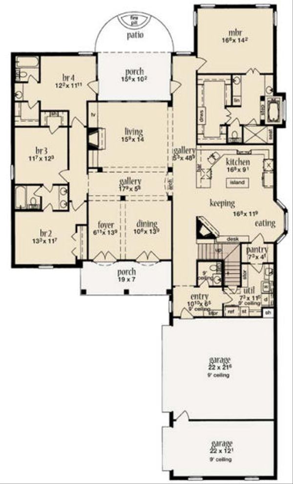 House Plan Design - European Floor Plan - Main Floor Plan #36-467