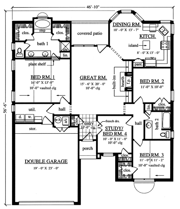 Architectural House Design - Country Floor Plan - Main Floor Plan #42-713