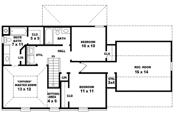 Floor Plan - Upper Floor for Colonial House Plan #81-657 - 3 bed, 2.5 bath