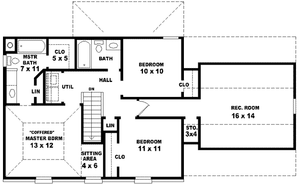 Colonial Floor Plan - Upper Floor Plan #81-657