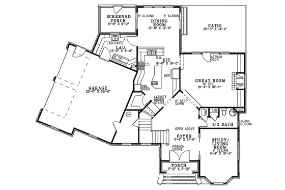 Floor Plan - Main Floor for Traditional House Plan #17-2823 - 3 bed, 2.5 bath