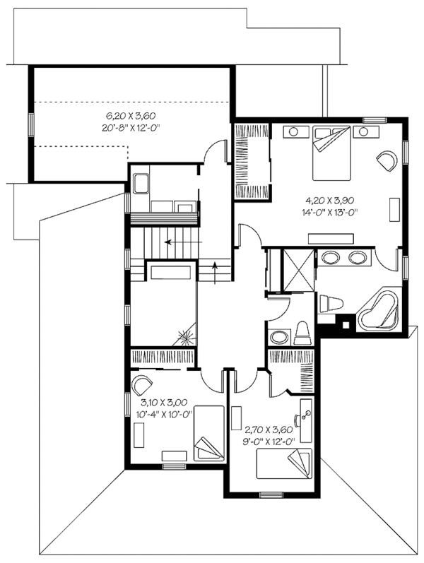 Victorian Floor Plan - Upper Floor Plan #23-2348