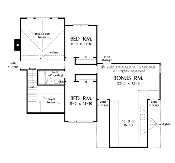 Architectural House Design - European Floor Plan - Upper Floor Plan #929-954