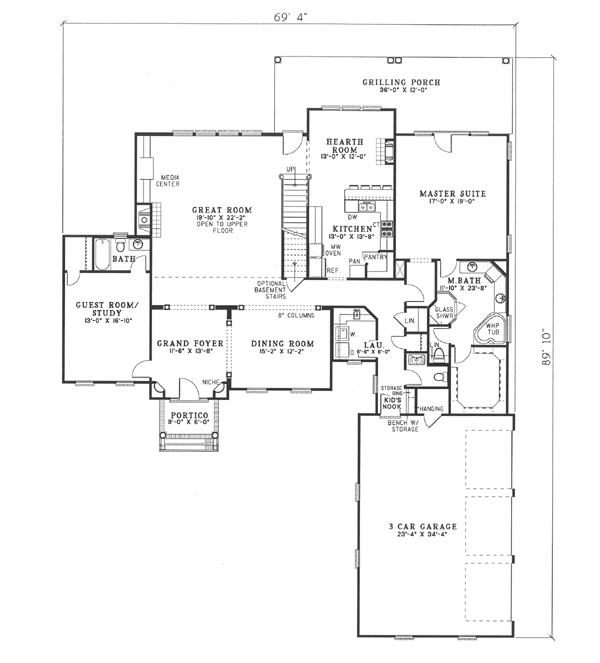 Home Plan - Colonial Floor Plan - Main Floor Plan #17-2074