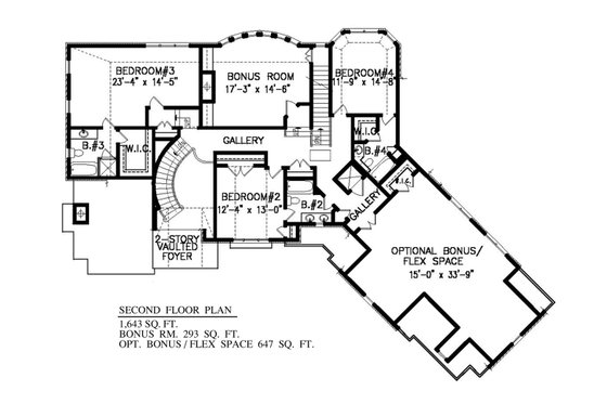 Floor Plan - Upper Floor for Traditional House Plan #54-523 - 4 bed, 4.5 bath