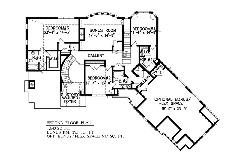 House Blueprint - Floor Plan - Upper Floor for Traditional House Plan #54-523 - 4 bed, 4.5 bath