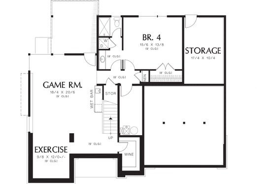 Lower Level Floor plan - 3700 square foot Prairie style home
