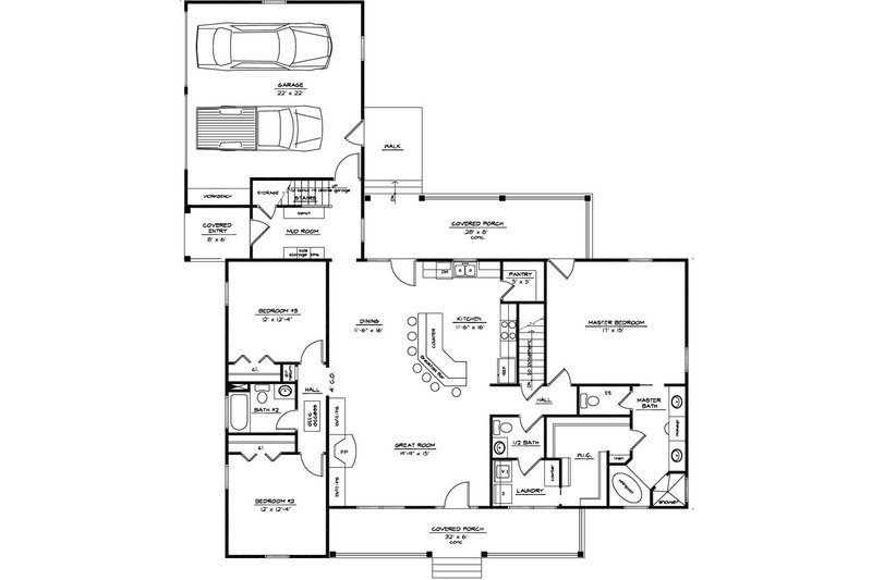 Dream House Plan - Floor Plan - Main Floor for Cabin House Plan #123-113 - 4 bed, 3.5 bath