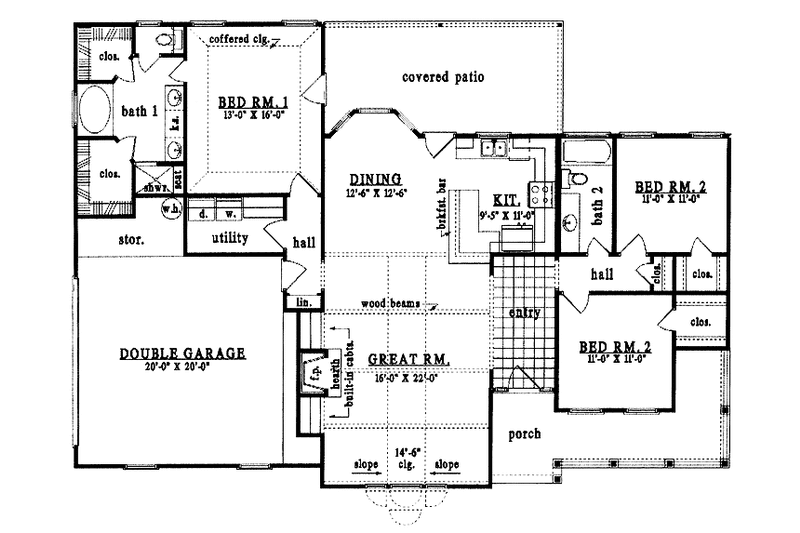 Home Plan - Floor Plan - Main Floor for Country House Plan #42-507 - 3 bed, 2 bath