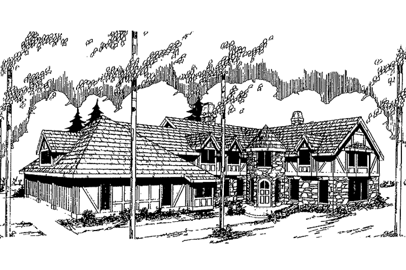 Home Plan - Exterior - Front Elevation 3 for Tudor House Plan #60-796 - 5 bed, 3.5 bath