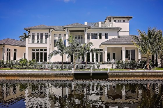Exterior - Rear Elevation for Beach House Plan #548-31 - 4 bed, 5.5 bath