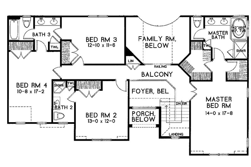 Architectural House Design - Floor Plan - Upper Floor for Traditional House Plan #328-465 - 4 bed, 3.5 bath