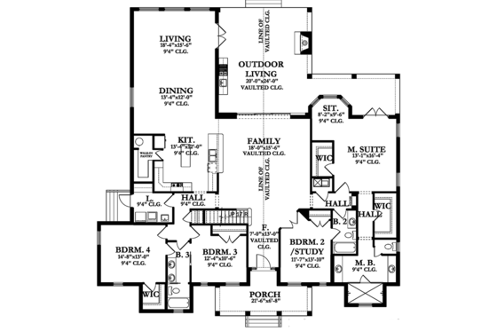 Floor Plan - Main Floor for Country House Plan #1058-114 - 4 bed, 4 bath