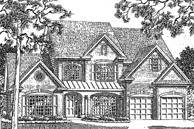 House Blueprint - Exterior - Front Elevation 3 for European House Plan #54-250 - 4 bed, 2.5 bath