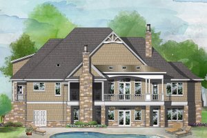 Exterior - Rear Elevation for European House Plan #929-1037 - 4 bed, 4 bath
