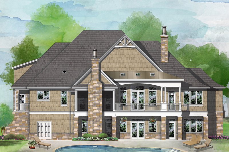 Dream House Plan - Exterior - Rear Elevation for European House Plan #929-1037 - 4 bed, 4 bath