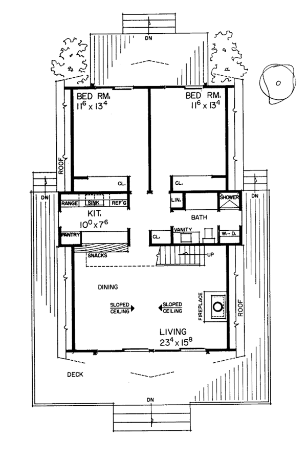 House Blueprint - Cabin Floor Plan - Main Floor Plan #72-538