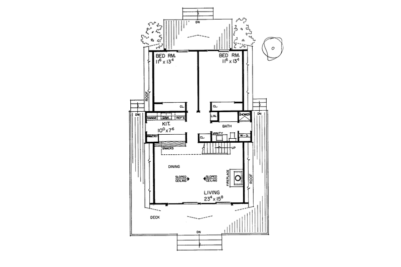 Home Plan - Floor Plan - Main Floor for Cabin House Plan #72-538 - 3 bed, 2 bath