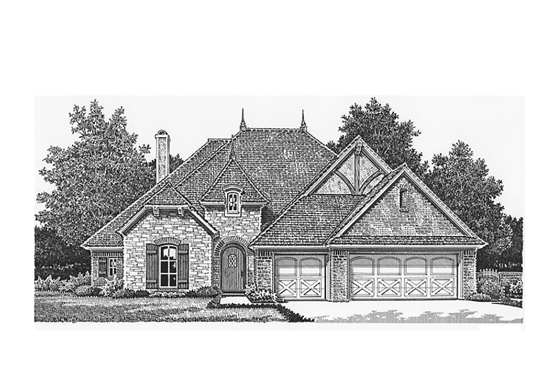 Dream House Plan - Exterior - Front Elevation 3 for European House Plan #310-1241 - 3 bed, 2 bath