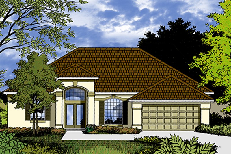 Home Plan - Exterior - Front Elevation 4 for Mediterranean House Plan #417-831 - 3 bed, 2 bath